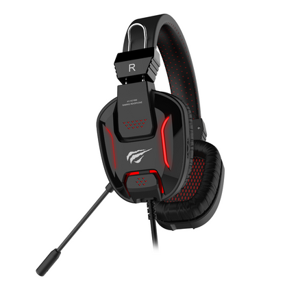 AUDÍFONO GAMER HAVIT H2168D 3.5MM+USB, Sonido potente y micrófono ajustable con luz LED