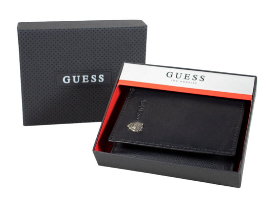 CARTERA GUESS NEGRA DETALLE PLATEADO