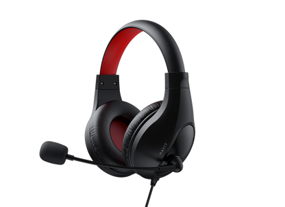 Audífonos Gamer Havit H2116d negro-rojo conexión 3.5mm con micrófono