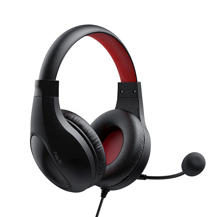 Audífonos Gamer Havit H2116d negro-rojo conexión 3.5mm con micrófono