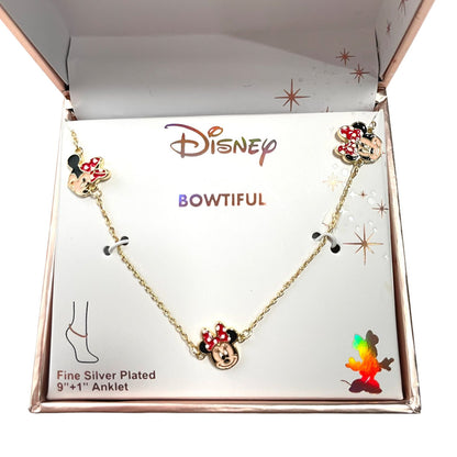 TOBILLERA DISNEY BOWTIFUL DE PLATA FINA DE MINNIE