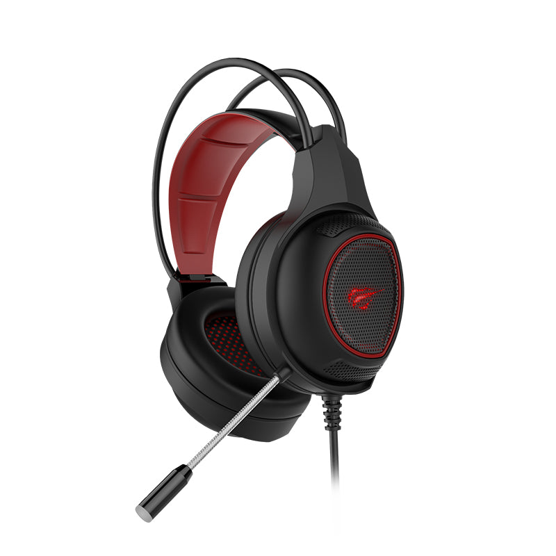 Audífonos Gamer Havit H2239d 3.5mm+usb y luz led roja