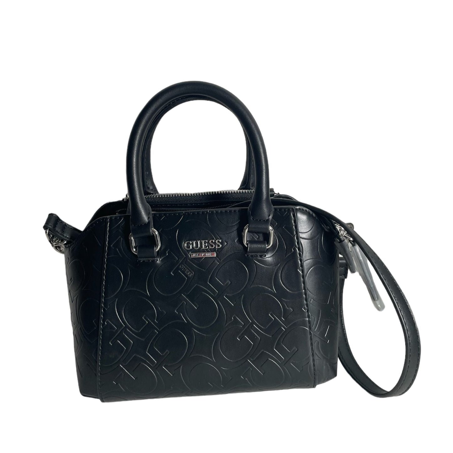 BOLSA DE MANO GUESS NEGRA CON LOGO ESTAMPADO