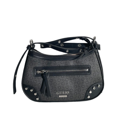 BOLSA DE MANO GUESS NEGRA CON ZIPER EN FRENTE