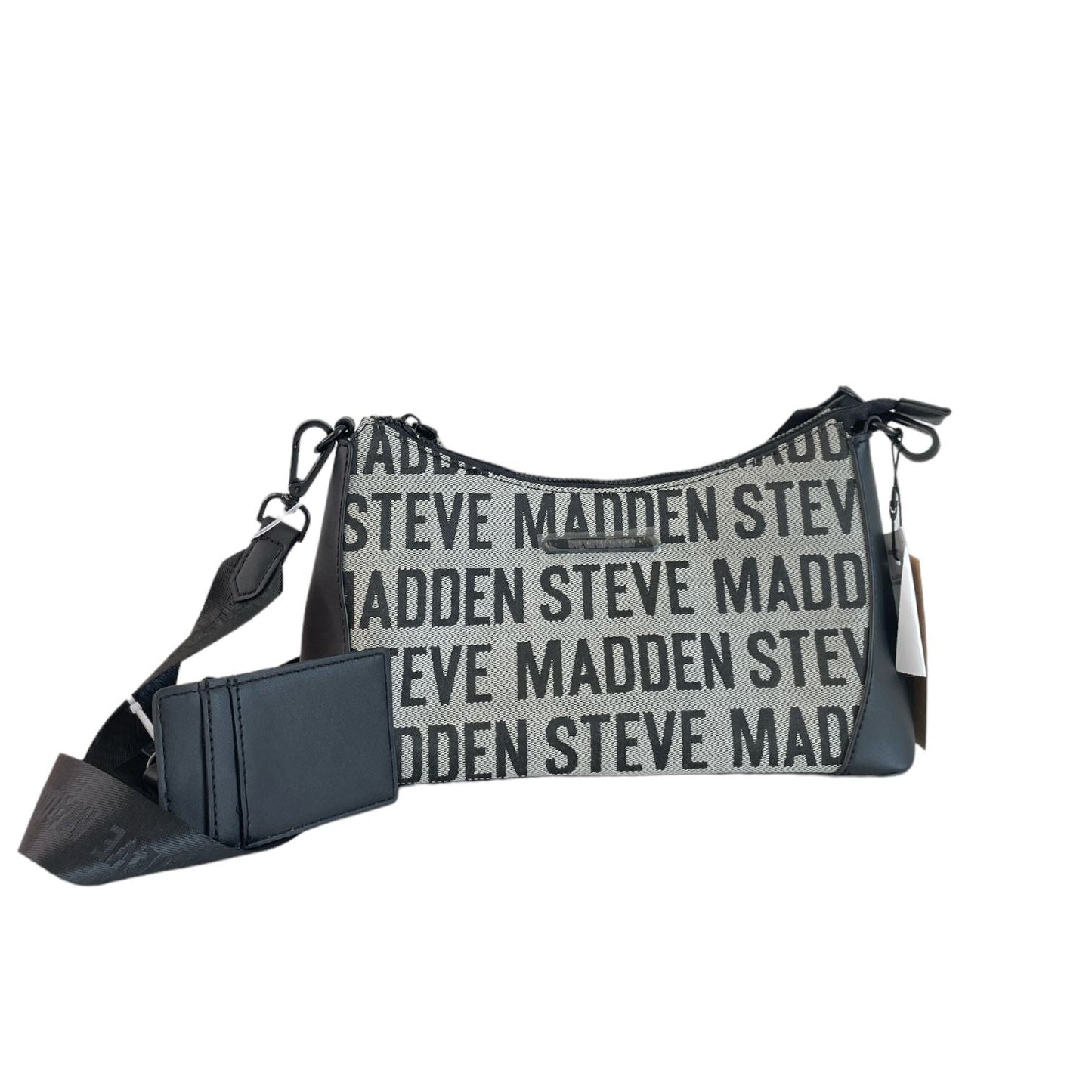 BOLSA STEVE MADDEN NEGRA Y ROSA CON TARJETERO