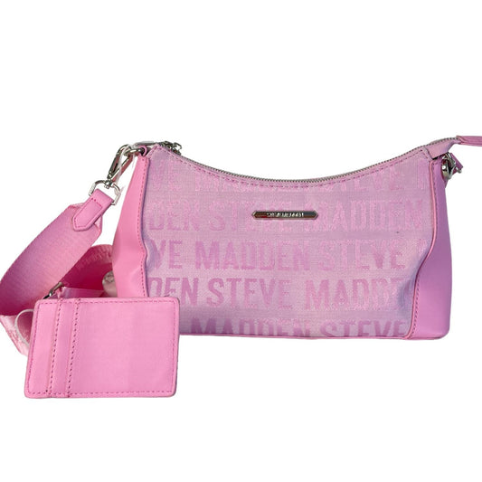 BOLSA STEVE MADDEN NEGRA Y ROSA CON TARJETERO