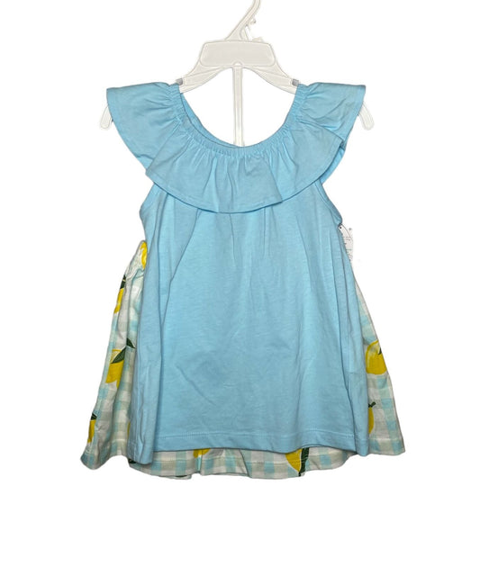 CONJUNTO DE NIÑA AZUL CON SHORTS CON LIMONES