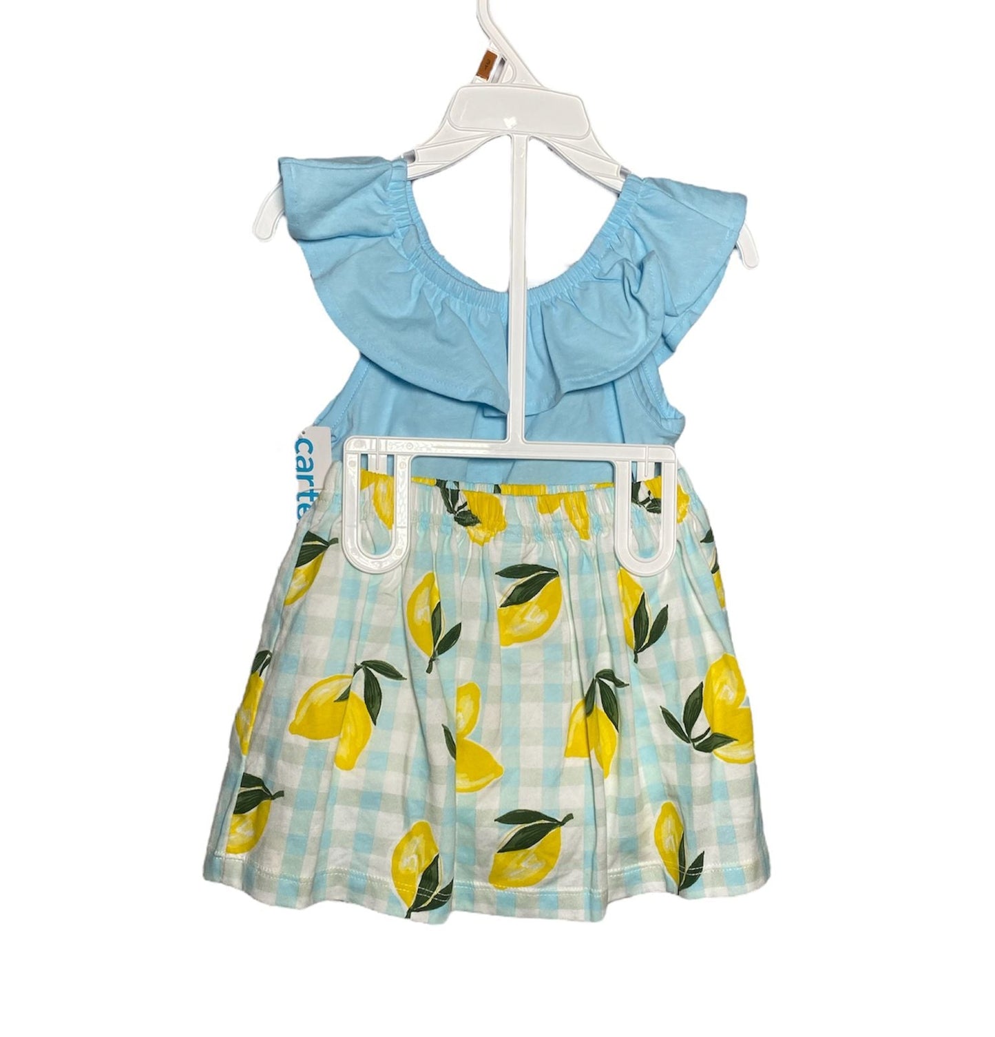 CONJUNTO DE NIÑA AZUL CON SHORTS CON LIMONES