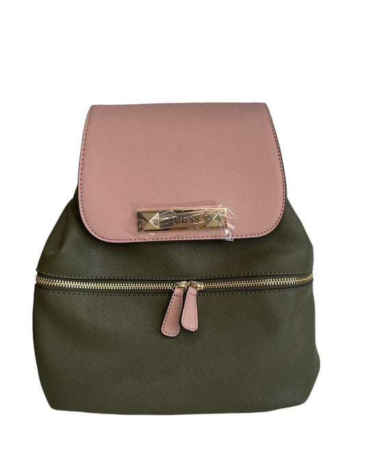 MOCHILA GUESS VERDE MILITAR CON ROSA BACKPACK