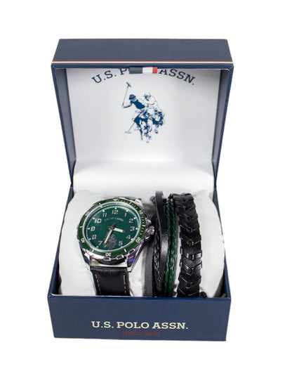 RELOJ U.S. POLO NEGRO CON VERDE