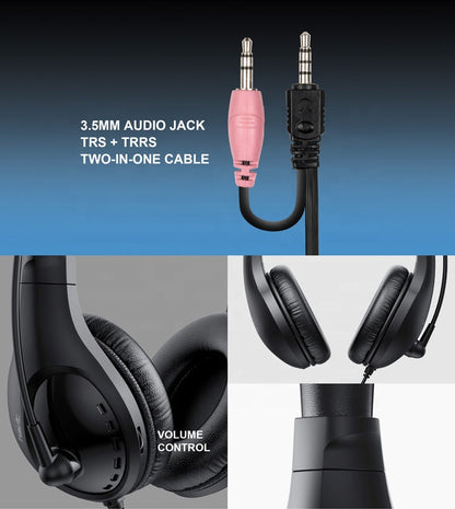 Audífonos Gamer Havit H2116d negro-rojo conexión 3.5mm con micrófono