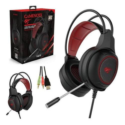 Audífonos Gamer Havit H2239d 3.5mm+usb y luz led roja