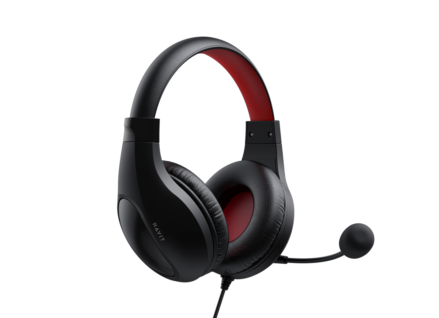 Audífonos Gamer Havit H2116d negro-rojo conexión 3.5mm con micrófono